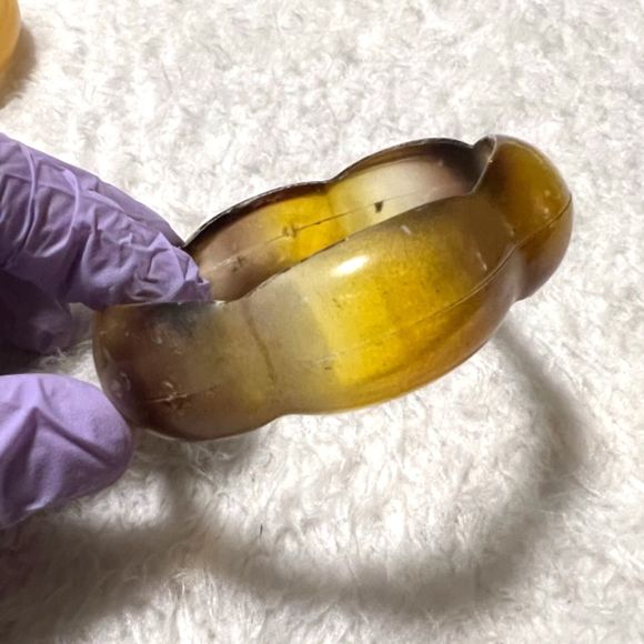 Lot of 2 Chunky Brown & Beige Bangle Fashion Bracelets - Picture 6 of 7